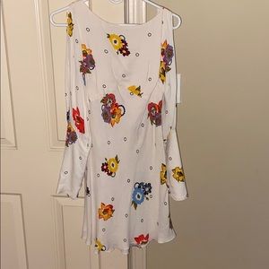 Free people cream and floral long sleeve dress